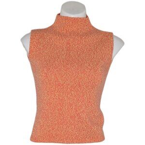VTG Orange Chunky Knit Mock Neck Sleeveless Sweater Vest